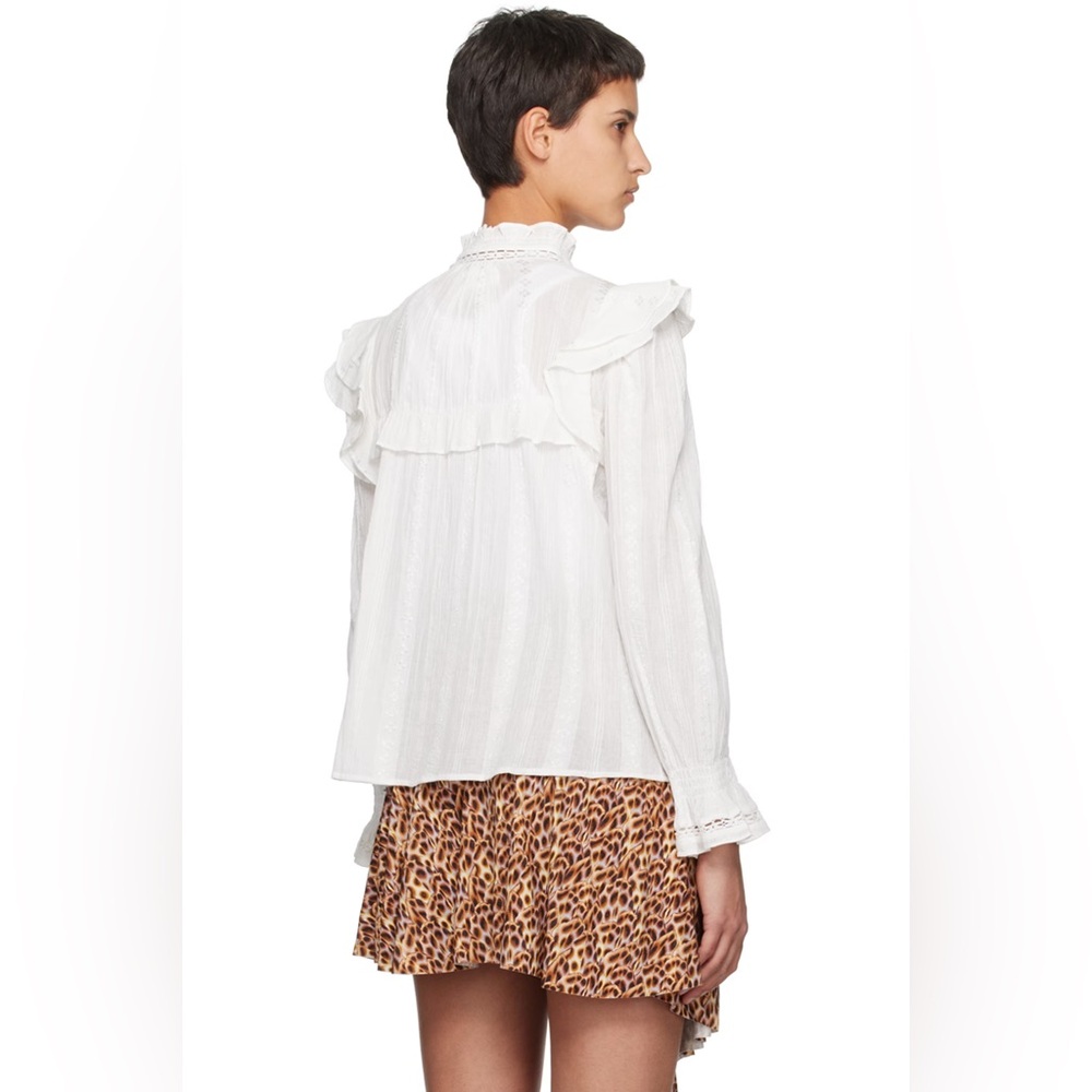 Isabel Marant White Ruffled Button-Up Blouse - Picture 9 of 16